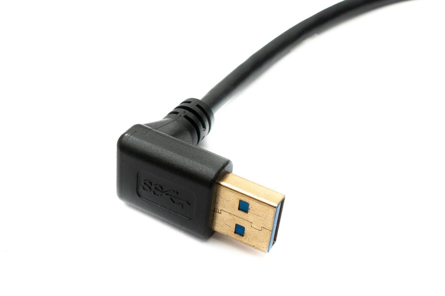 SYSTEM-S USB 3.1 Kabel 30 cm Typ C Stecker zu 3.0 A Stecker 180° U Turn Winkel aufwärts gewinkelt Adapter 5 Gbit/s 100W