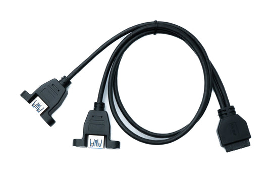 SYSTEM-S USB 3.0 Y cable 50 cm 19 pin female to 2x 3.0 Type A female motherboard panel mount screw 5 Gbit/s 100W