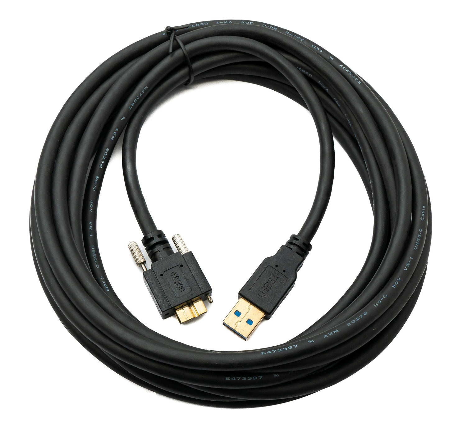 SYSTEM-S USB 3.0 snúra 5 m Micro B karlkyns í 3.0 Tegund A karlkyns skrúfutengi fyrir spjaldfestingu 5 Gbit/s 100W