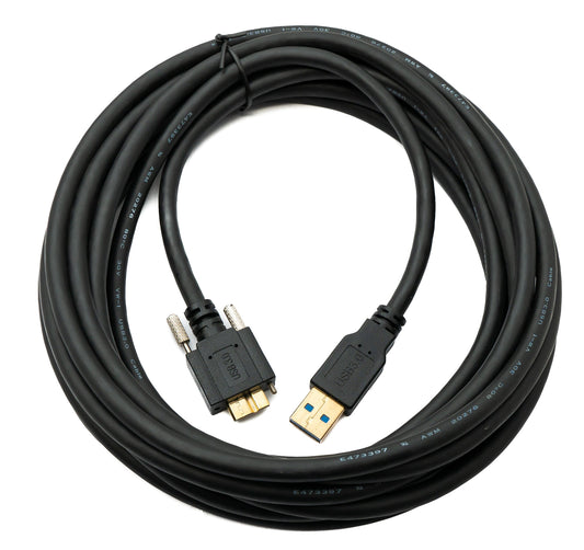 SYSTEM-S USB 3.0 snúra 5 m Micro B karlkyns í 3.0 Tegund A karlkyns skrúfutengi fyrir spjaldfestingu 5 Gbit/s 100W