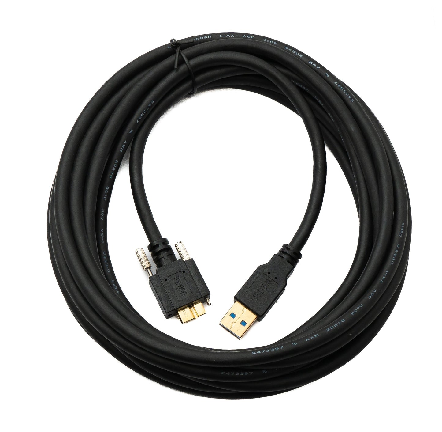 SYSTEM-S USB 3.0 snúra 5 m Micro B karlkyns í 3.0 Tegund A karlkyns skrúfutengi fyrir spjaldfestingu 5 Gbit/s 100W