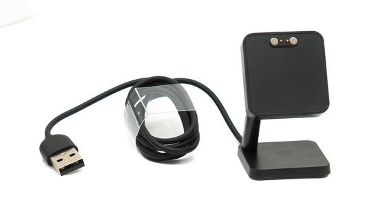 SYSTEM-S USB 2.0 snúra 100 cm hleðslustöð fyrir QYC GTC GTS snjallúr í svörtu