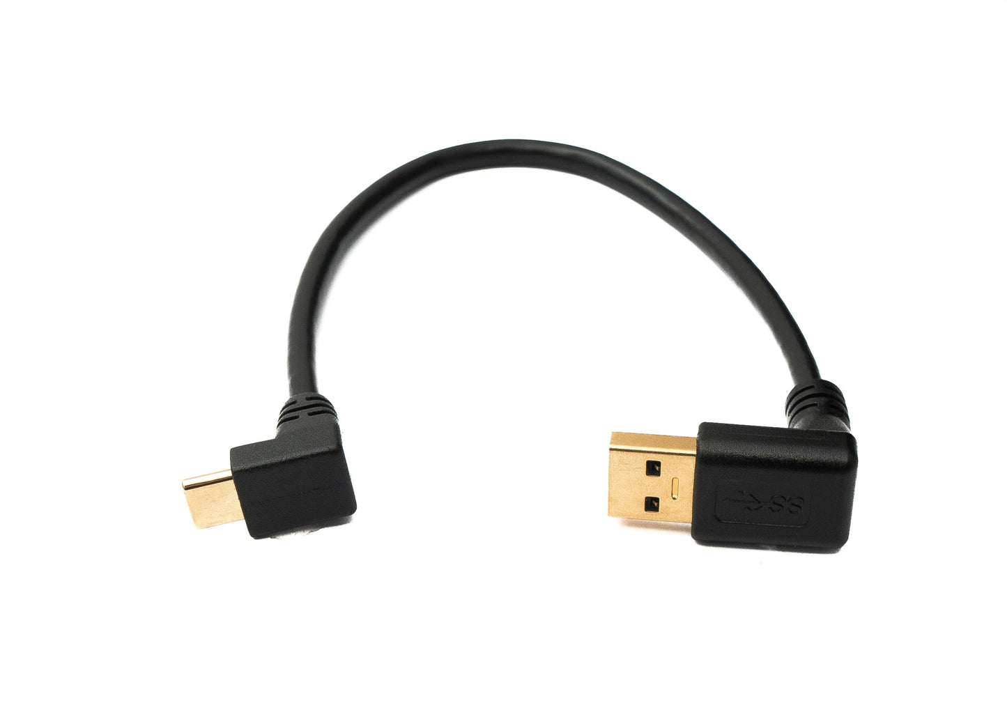 SYSTEM-S USB 3.1 Kabel 20 cm Typ C Stecker zu 3.0 A Stecker aufwärts abwärts gewinkelt 5 Gbit/s 100W