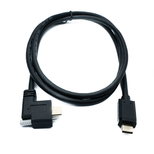 SYSTEM-S USB 3.1 Gen 2 snúra 100 cm Tegund C karlkyns í karlkyns tvöfaldur skrúfusnúningur vinstra megin 10 Gbit/s