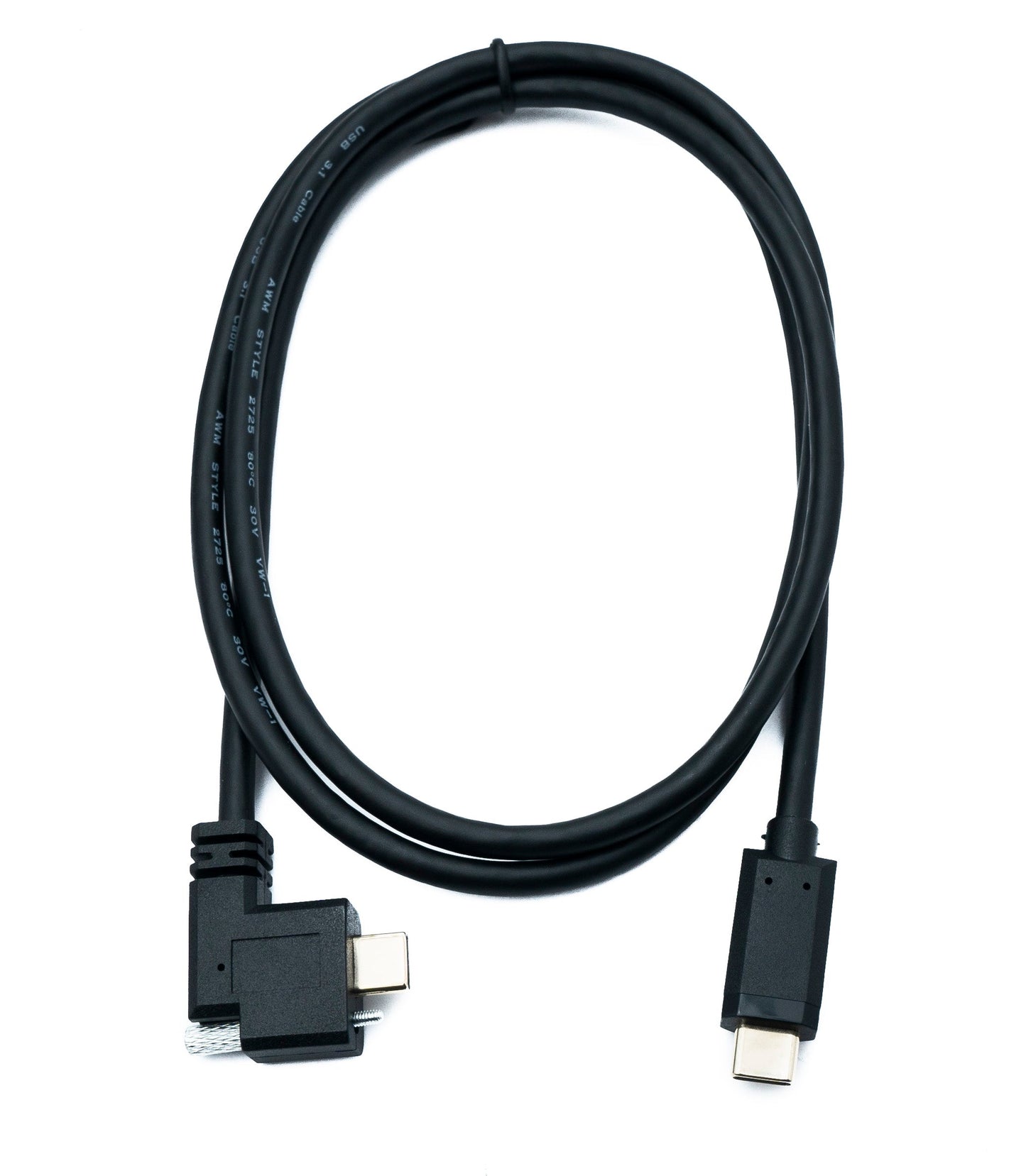 SYSTEM-S USB 3.1 Gen 2 snúra 100 cm Tegund C karlkyns í karlkyns tvöfaldur skrúfusnúningur vinstra megin 10 Gbit/s