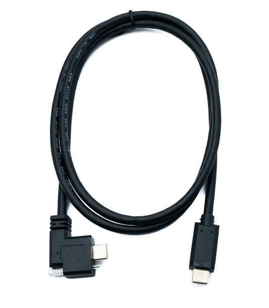 SYSTEM-S USB 3.1 Gen 2 snúra 100 cm Tegund C karlkyns í karlkyns tvöfaldur skrúfusnúningur vinstra megin 10 Gbit/s