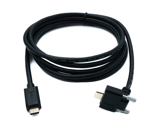 SYSTEM-S USB 3.1 Gen 2 snúra 200 cm Tegund C karlkyns í karlkyns tvöfaldur skrúfusnúningur hallaður upp og niður 10 Gbit/s