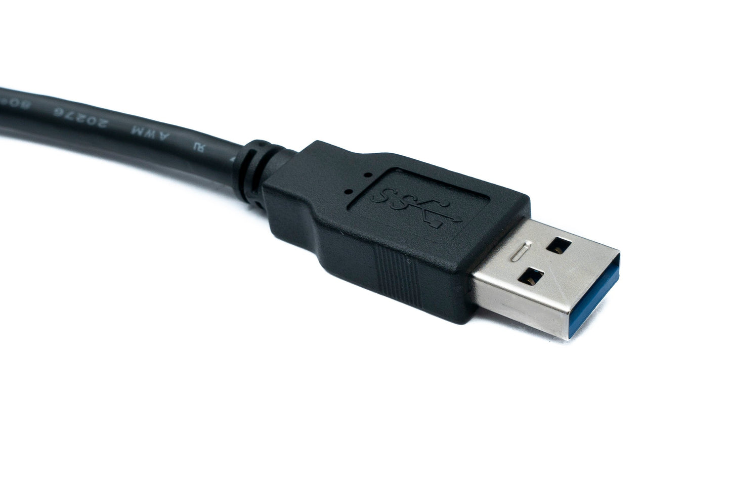 SYSTEM-S USB 3.0 snúra 50 cm af gerðinni B karlkyns í A karlkyns vinklaður vinstri hornréttur 5 Gbit/s 100W í svörtu