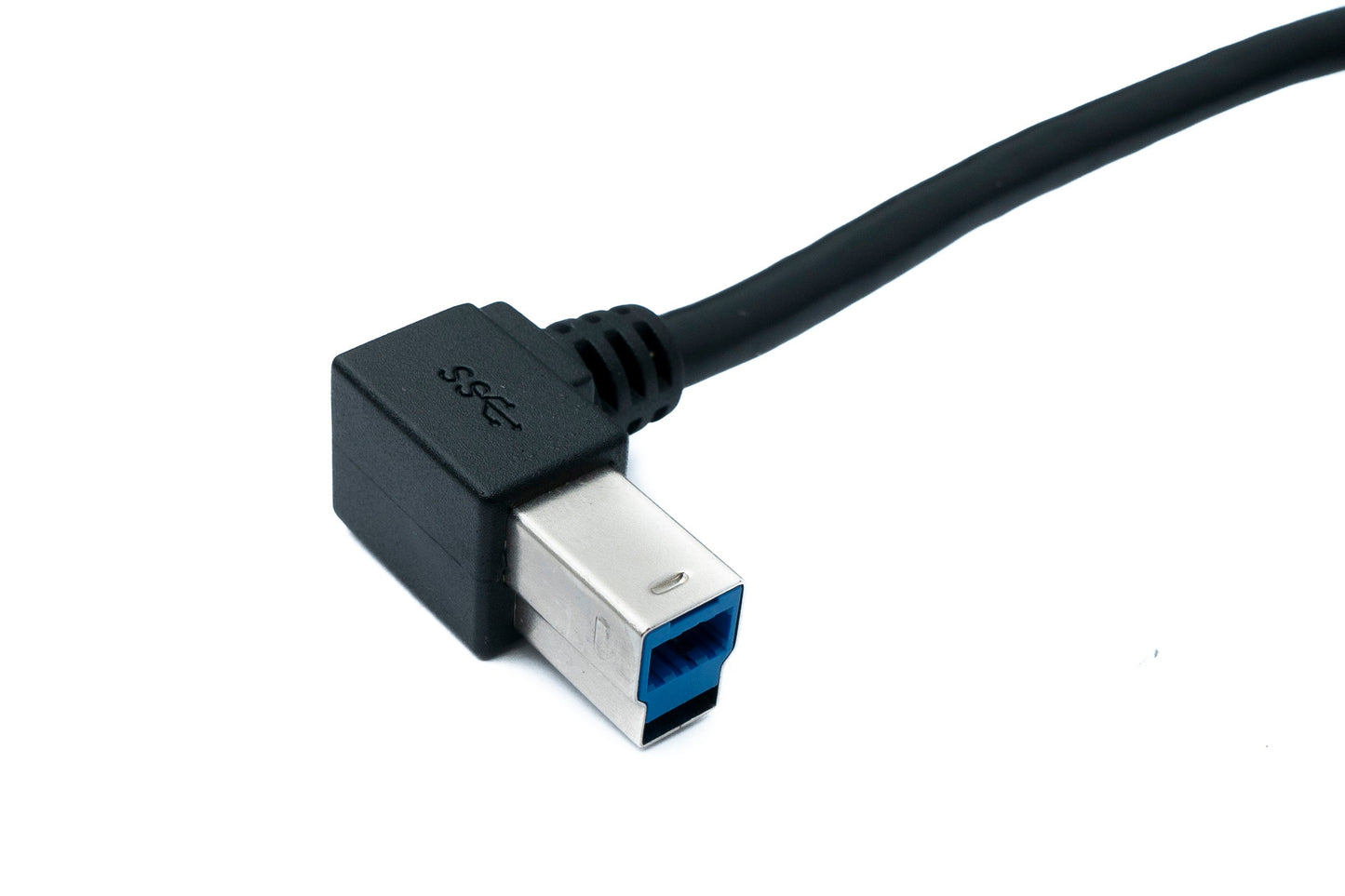 SYSTEM-S USB 3.0 snúra 50 cm af gerðinni B karlkyns í A karlkyns vinklaður vinstri hornréttur 5 Gbit/s 100W í svörtu