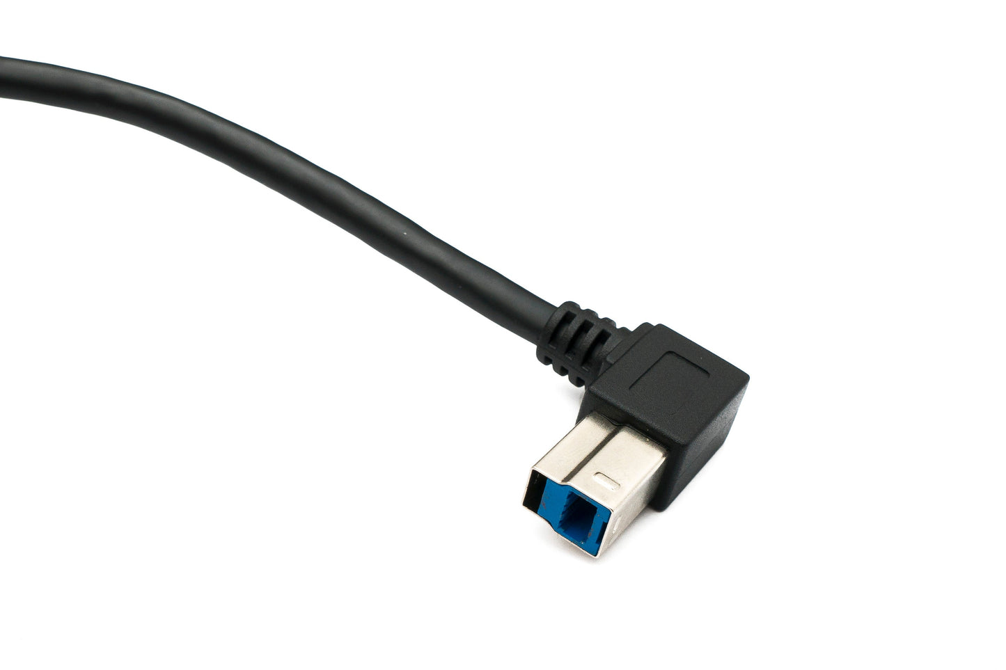 SYSTEM-S USB 3.0 snúra 50 cm karlkyns B í karlkyns A tengi, hallað niður á við, 5 Gbit/s 100W, svart