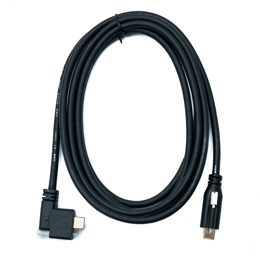SYSTEM-S USB 3.1 Gen 2 cable 200 cm Type C male to male single screw angled left right 10 Gbit/s 100W