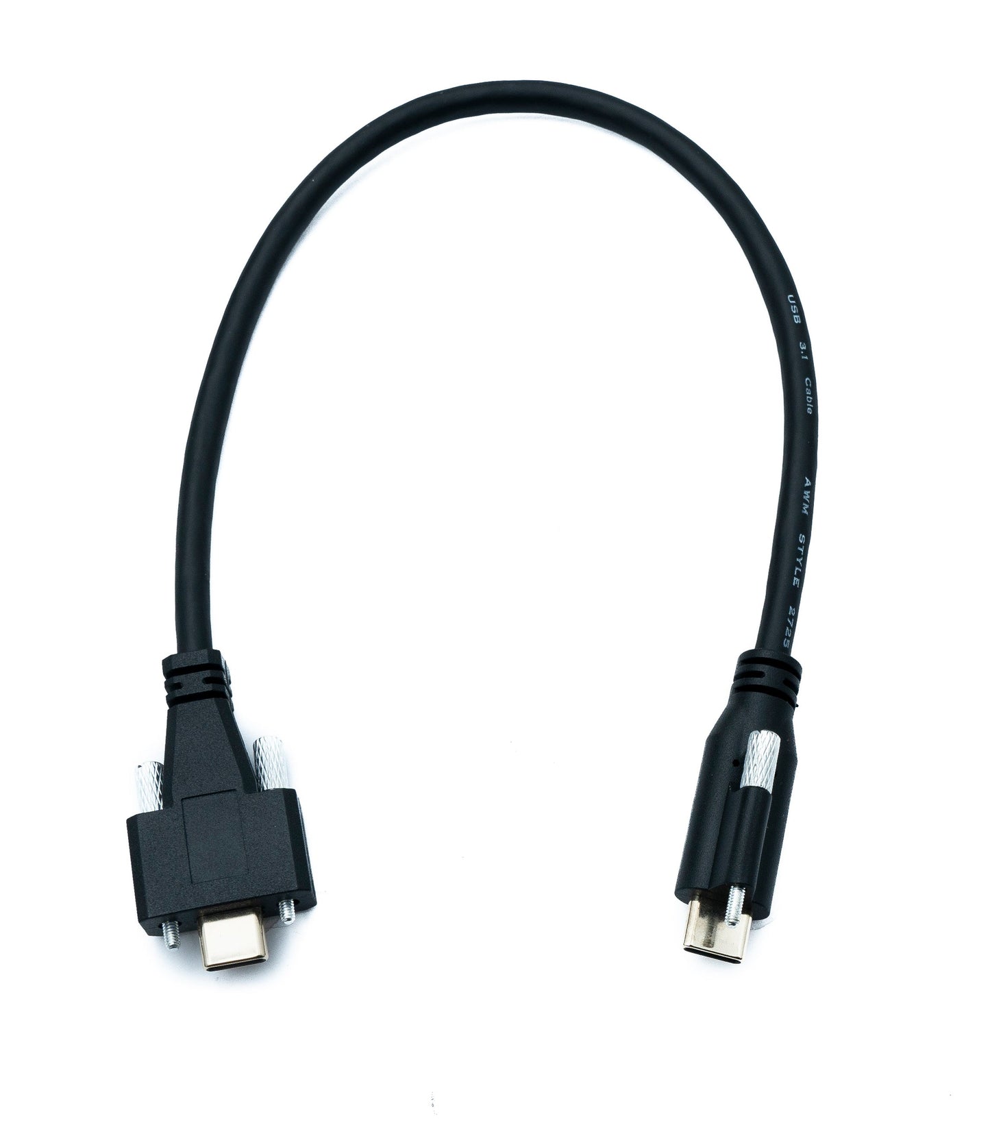 SYSTEM-S USB 3.1 Gen 2 snúra 30 cm Tegund C karlkyns í karlkyns einfaldur tvöfaldur skrúfusnúningur 10 Gbit/s 100W