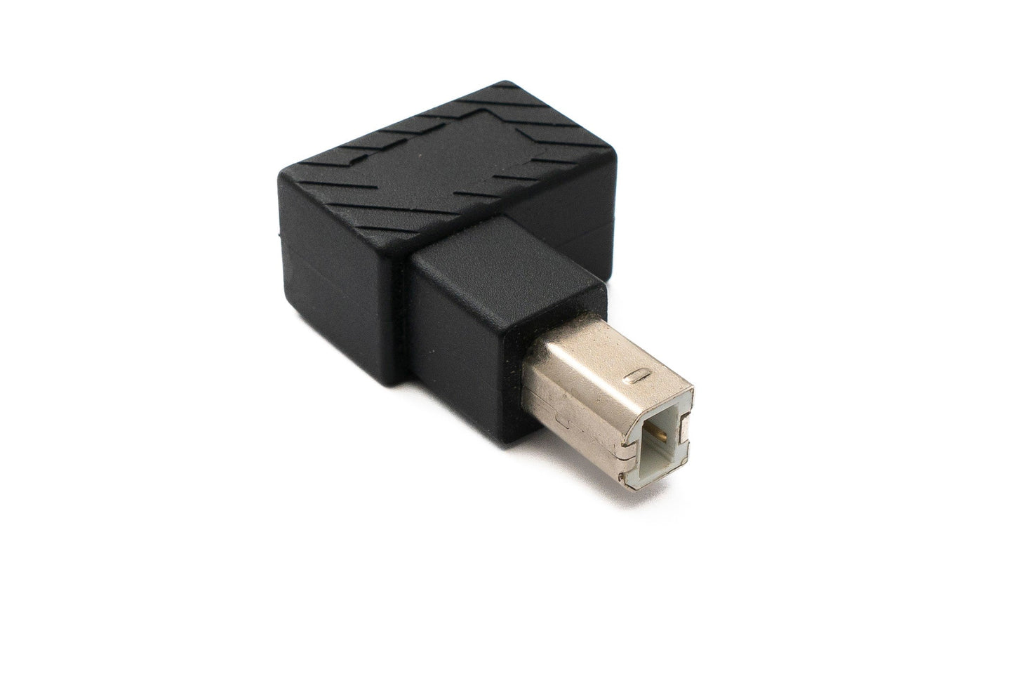 SYSTEM-S USB 2.0 millistykki af gerðinni B karlkyns í kvenkyns snúra með niðurhallaðri snúru í svörtu