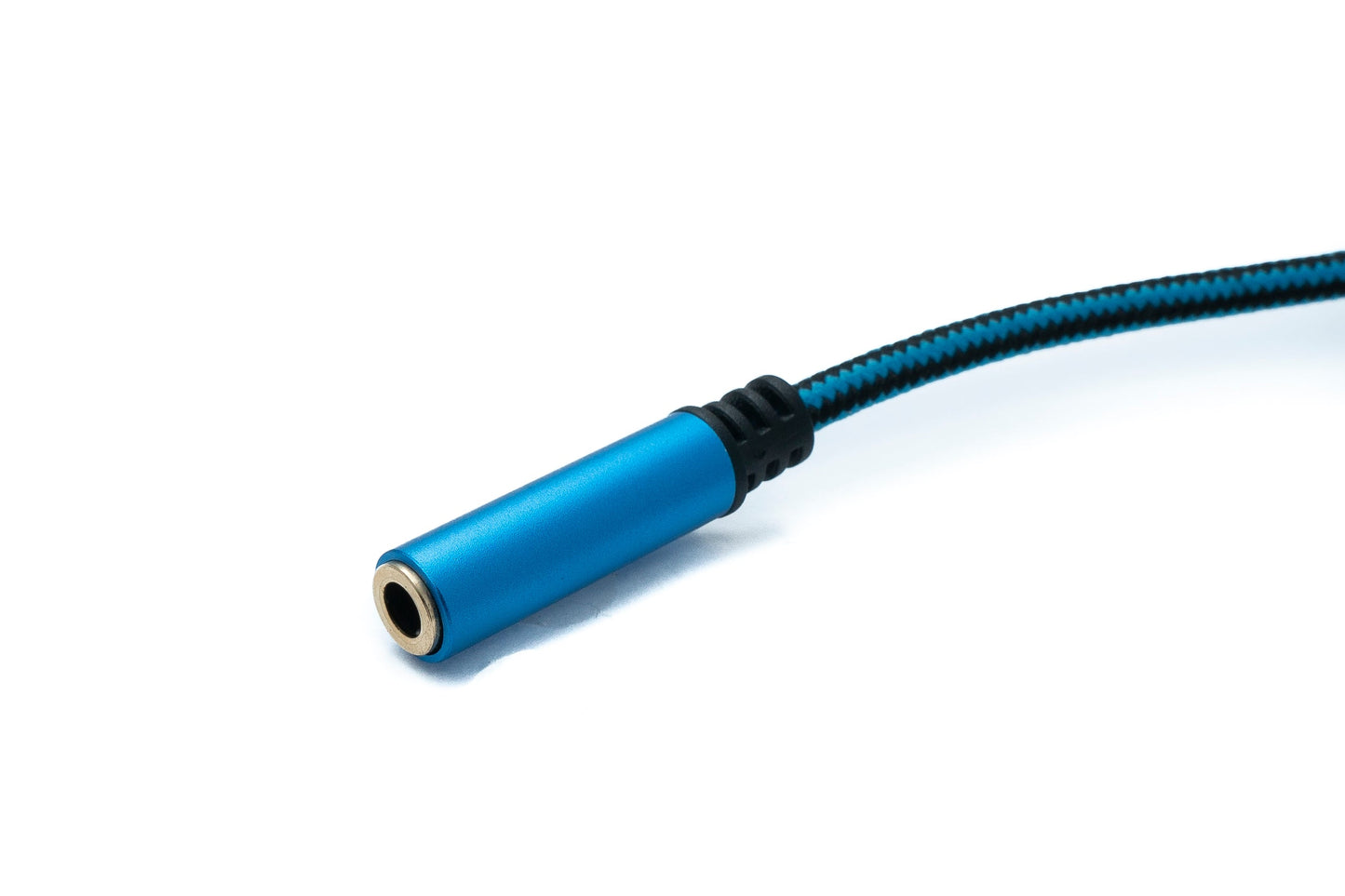 SYSTEM-S Hljóðsnúra með USB-tengi, 100 cm, fléttuð blá, 3,5 mm tengil í 2.0 A-tengi.