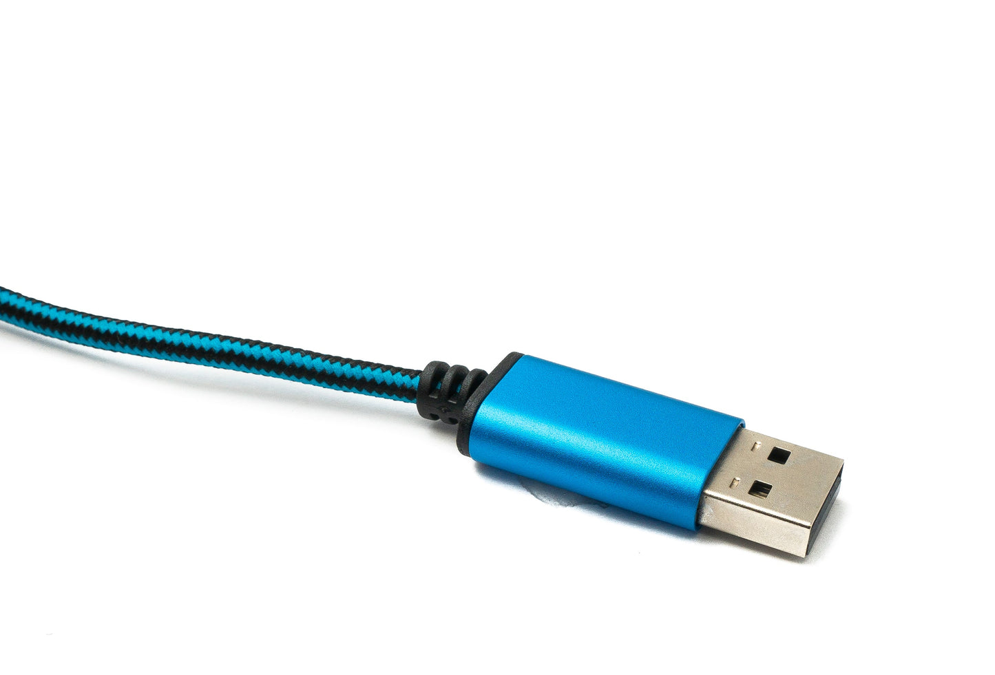 SYSTEM-S Hljóðsnúra með USB-tengi, 100 cm, fléttuð blá, 3,5 mm tengil í 2.0 A-tengi.