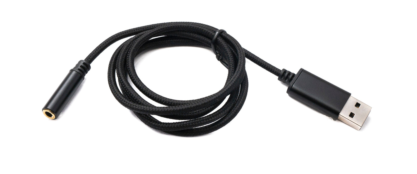 SYSTEM-S Audio USB Cable 100 cm 3.5 mm jack socket to 2.0 Type A plug AUX braided Black