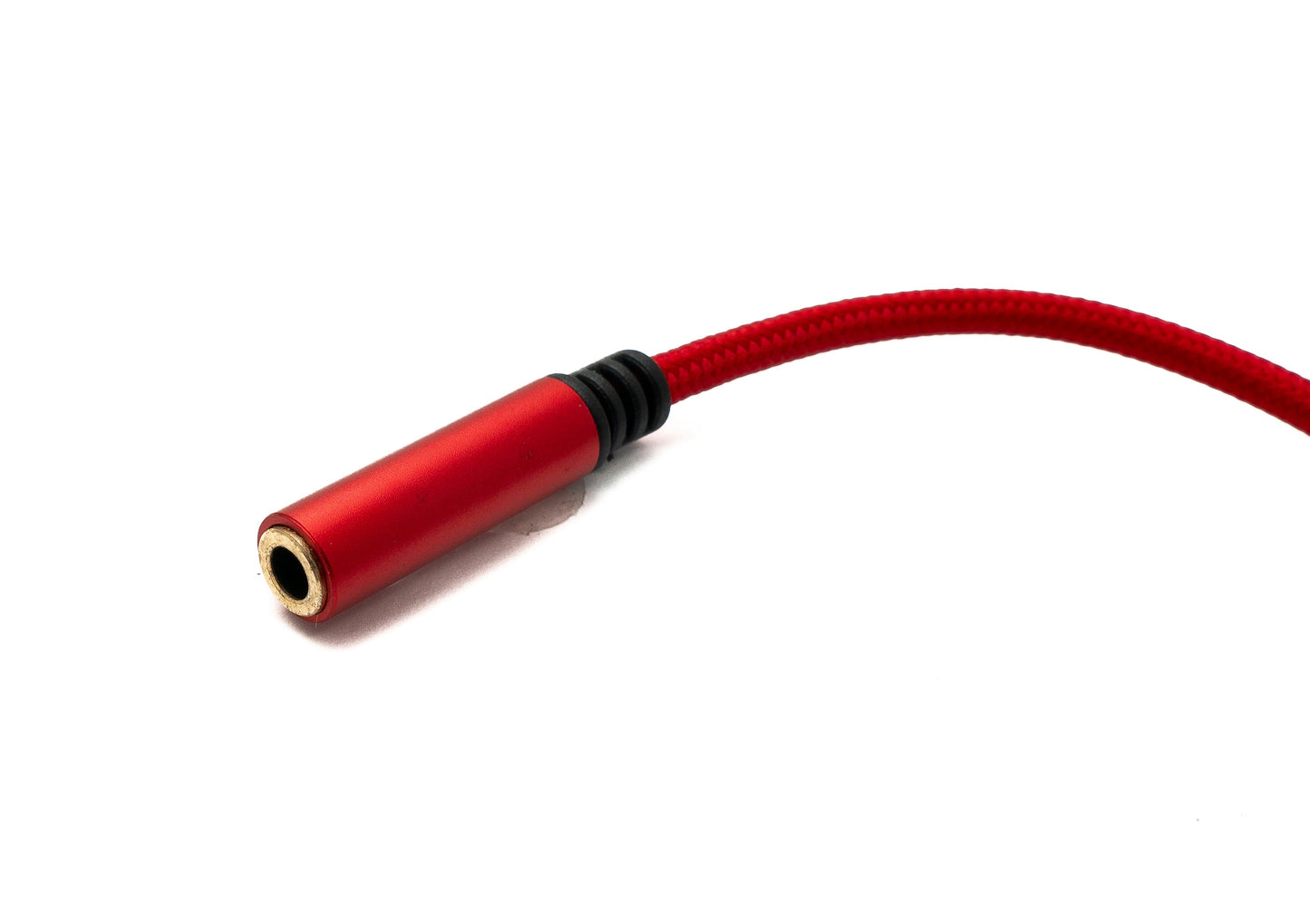 SYSTEM-S Hljóðsnúra USB 20 cm 3,5 mm tengil í 2.0 A tengil AUX fléttaður rauður