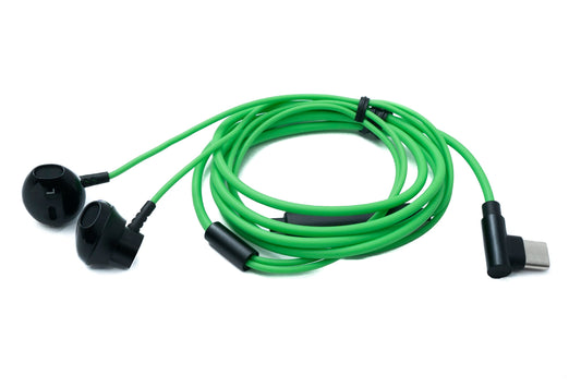 SYSTEM-S Stereó In-Ear heyrnartól með USB 3.1 Type C tengi, 120 cm með hljóðstyrksstillingu, grænt