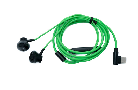 SYSTEM-S Stereó In-Ear heyrnartól með USB 3.1 Type C tengi, 120 cm með hljóðstyrksstillingu, grænt