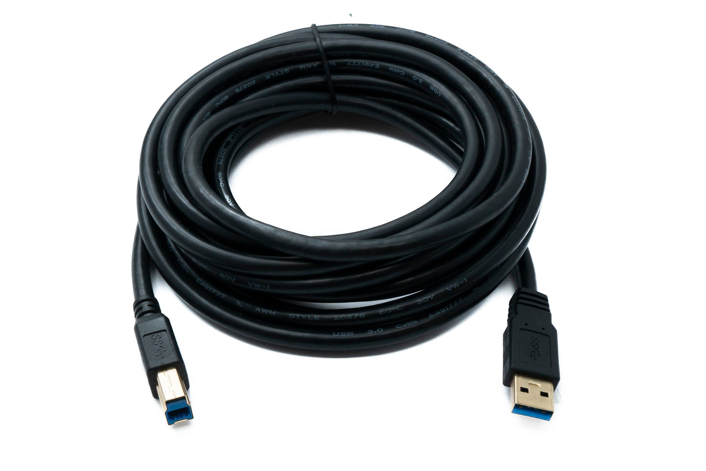 SYSTEM-S USB 3.0 snúra 5 m karlkyns B í karlkyns A tengi 5 Gbit/s 100W í svörtu