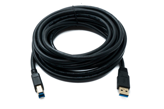 SYSTEM-S USB 3.0 snúra 5 m karlkyns B í karlkyns A tengi 5 Gbit/s 100W í svörtu