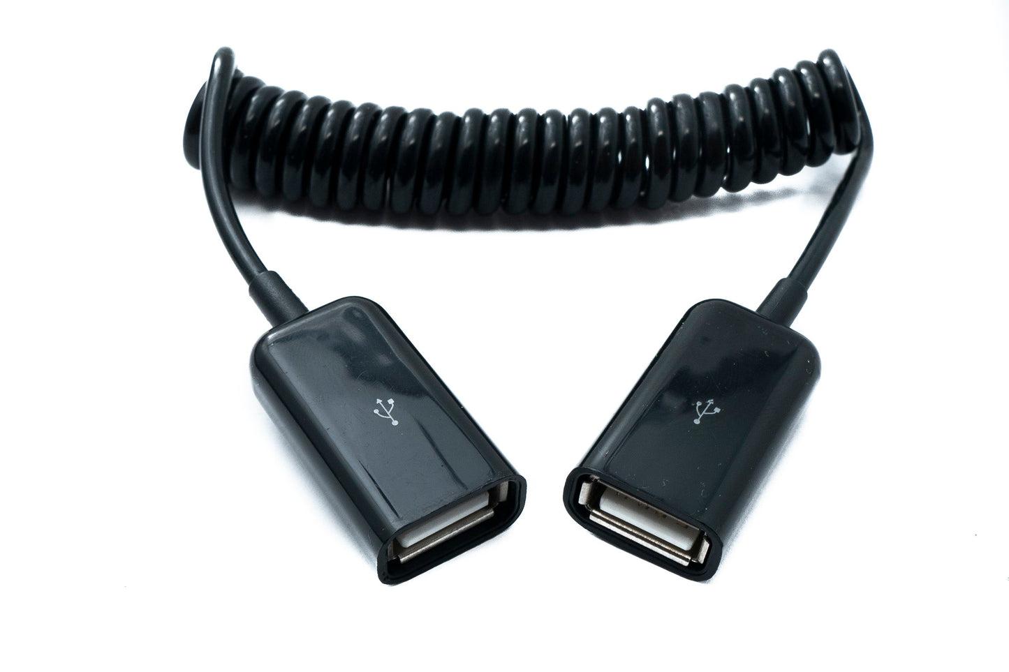 SYSTEM-S USB 2.0 snúra 80 cm Type A kvenkyns í kvenkyns spíralframlengjanleg í svörtu