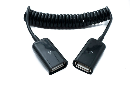 SYSTEM-S USB 2.0 snúra 80 cm Type A kvenkyns í kvenkyns spíralframlengjanleg í svörtu