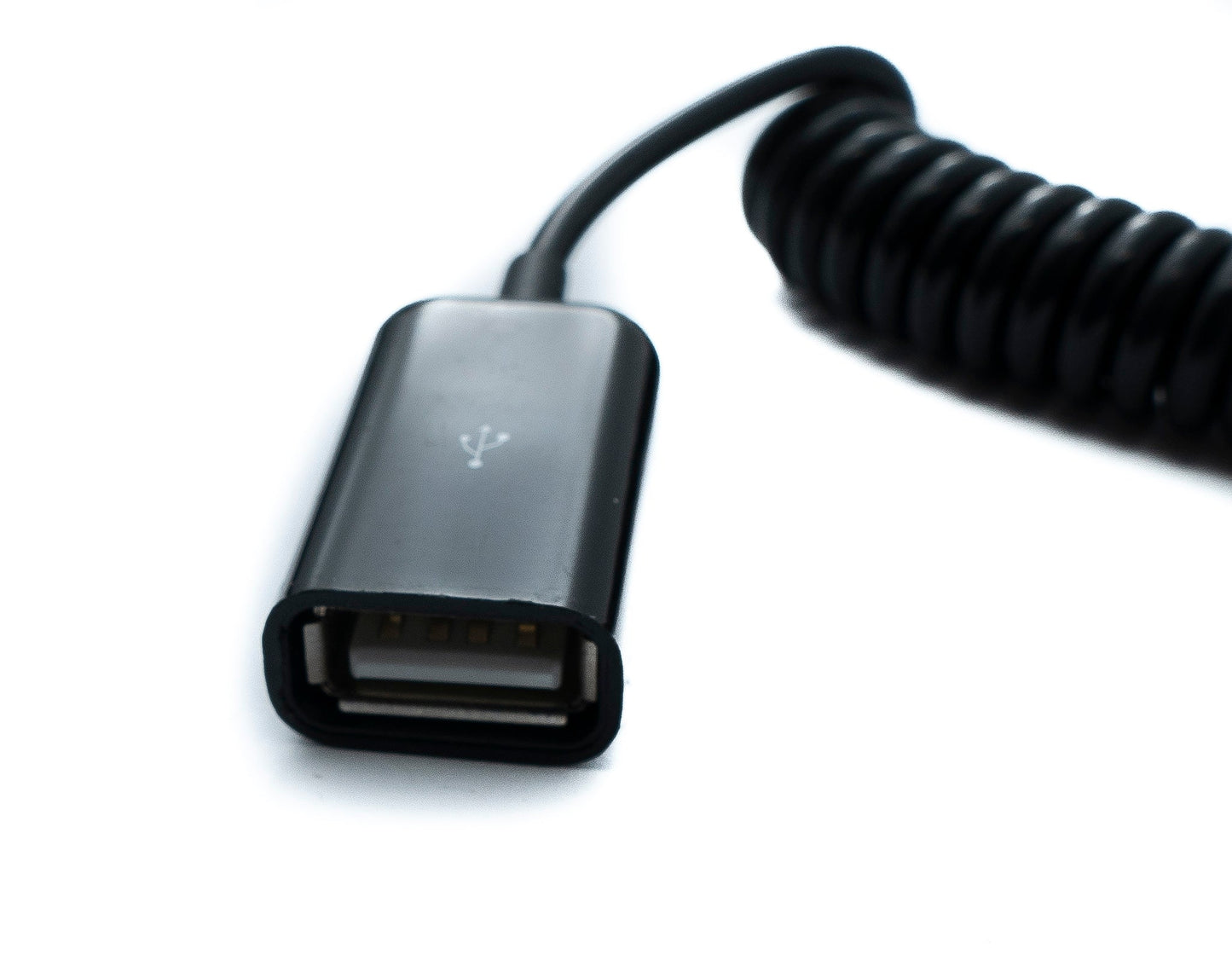 SYSTEM-S USB 2.0 snúra 80 cm Type A kvenkyns í kvenkyns spíralframlengjanleg í svörtu