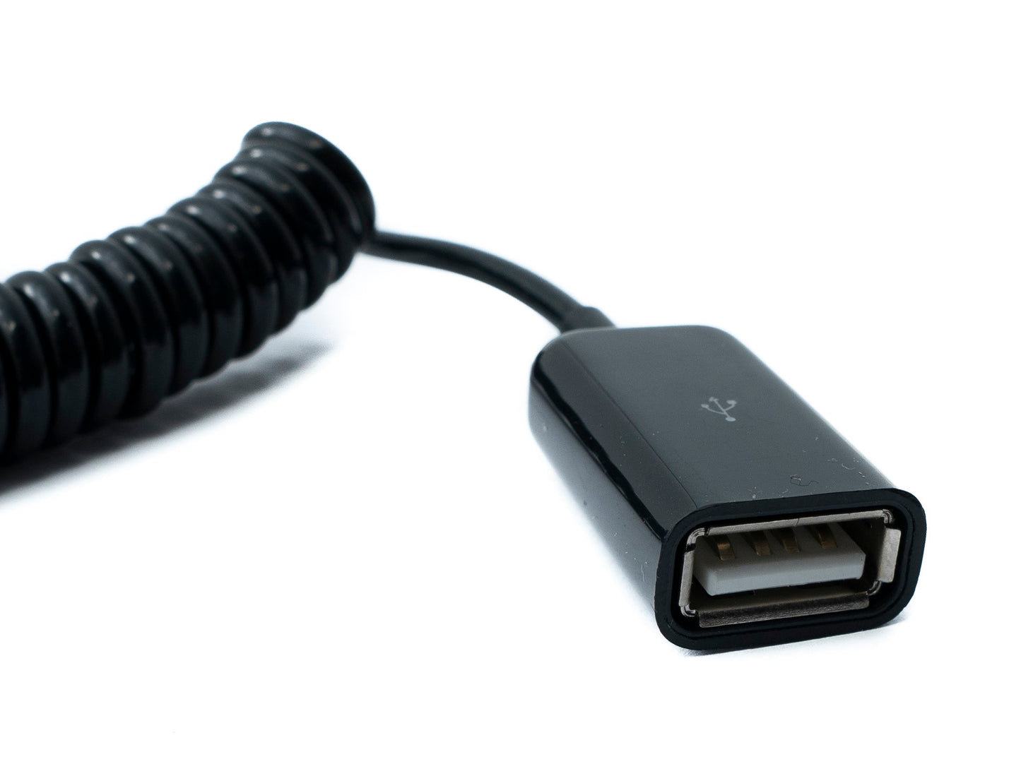 SYSTEM-S USB 2.0 snúra 80 cm Type A kvenkyns í kvenkyns spíralframlengjanleg í svörtu