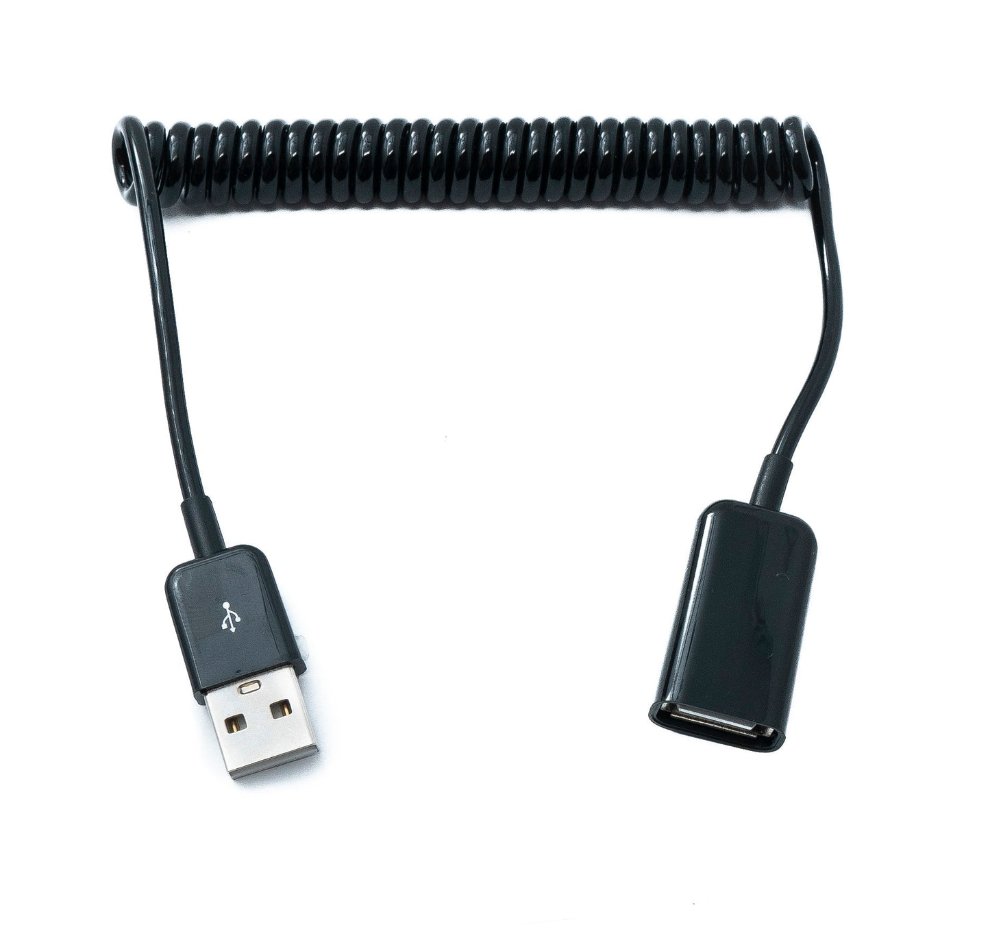 SYSTEM-S USB 2.0 snúra 90 cm Tegund A karlkyns í kvenkyns spíralframlengjanleg í svörtu