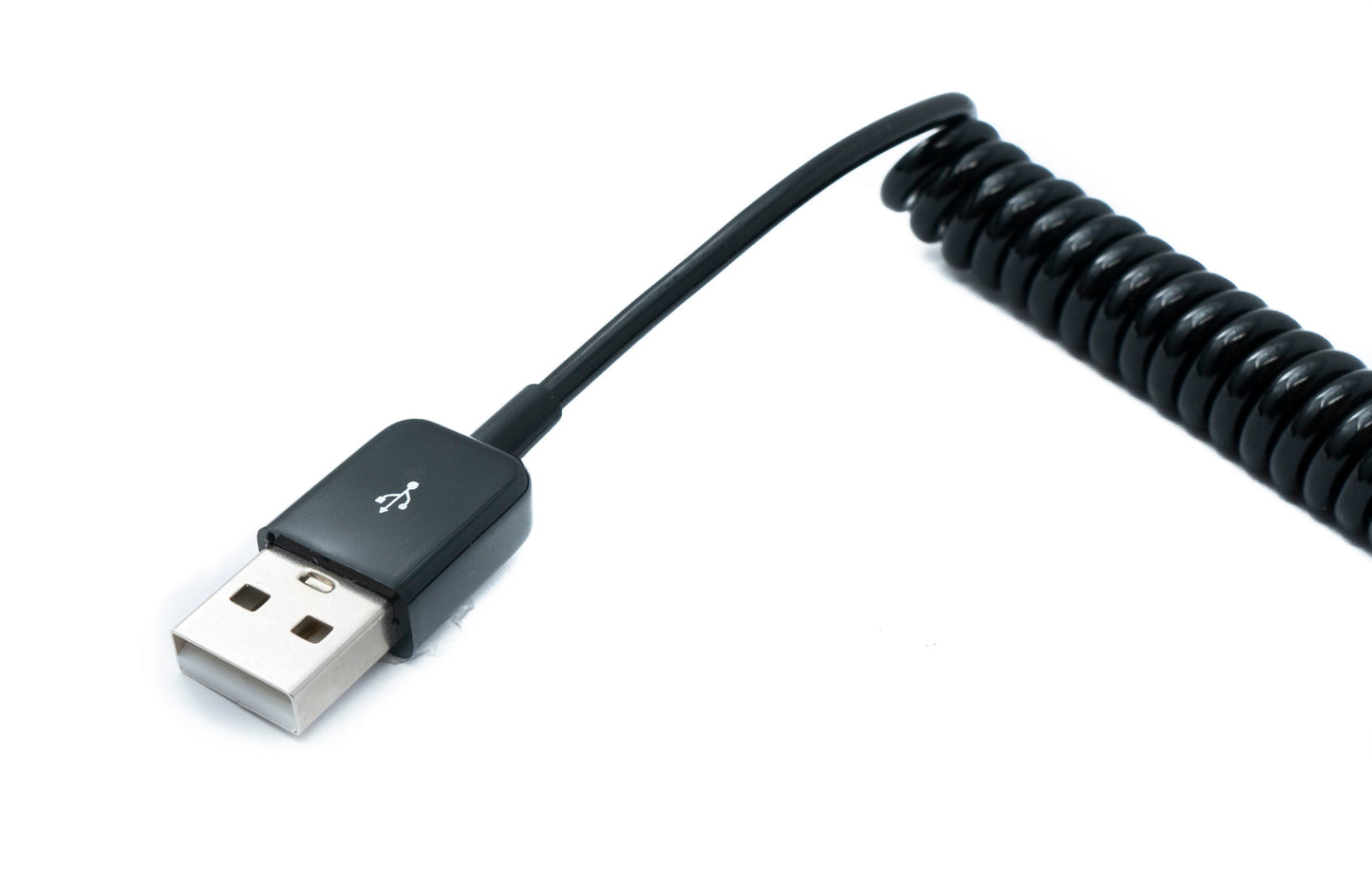 SYSTEM-S USB 2.0 snúra 90 cm Tegund A karlkyns í kvenkyns spíralframlengjanleg í svörtu