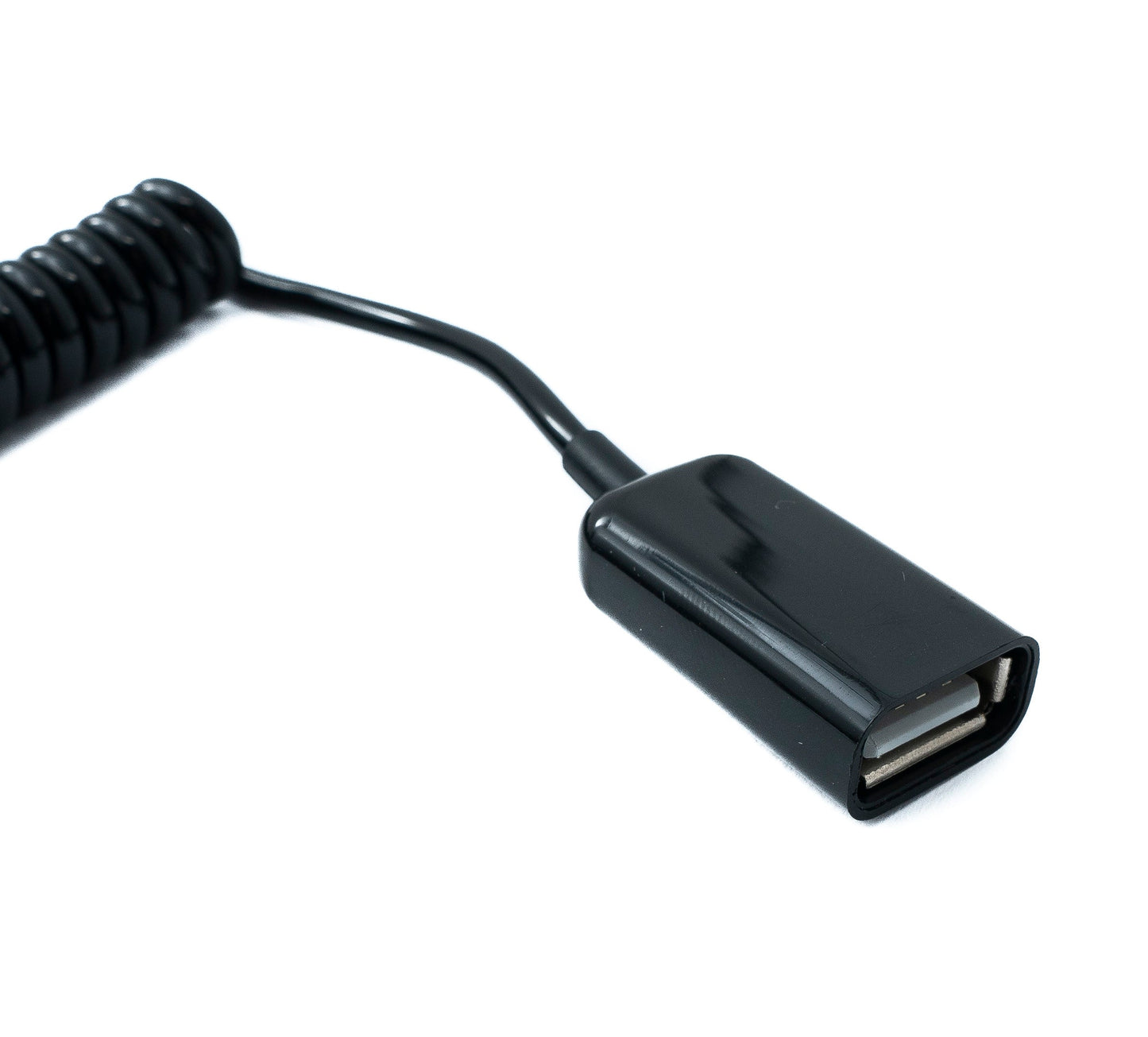 SYSTEM-S USB 2.0 snúra 90 cm Tegund A karlkyns í kvenkyns spíralframlengjanleg í svörtu