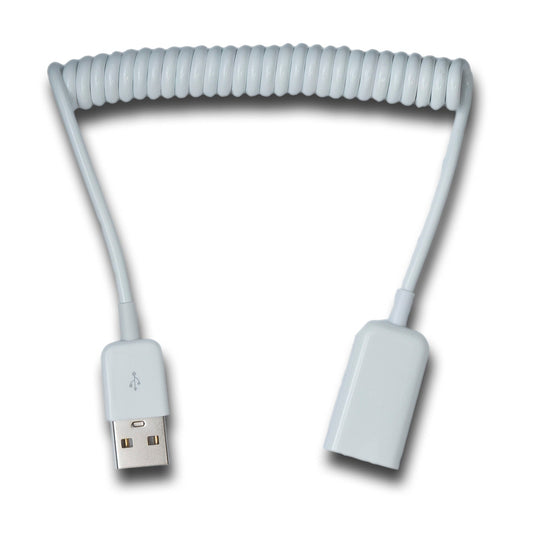SYSTEM-S USB 2.0 cable 90 cm Type A male to female spiral extendable in white