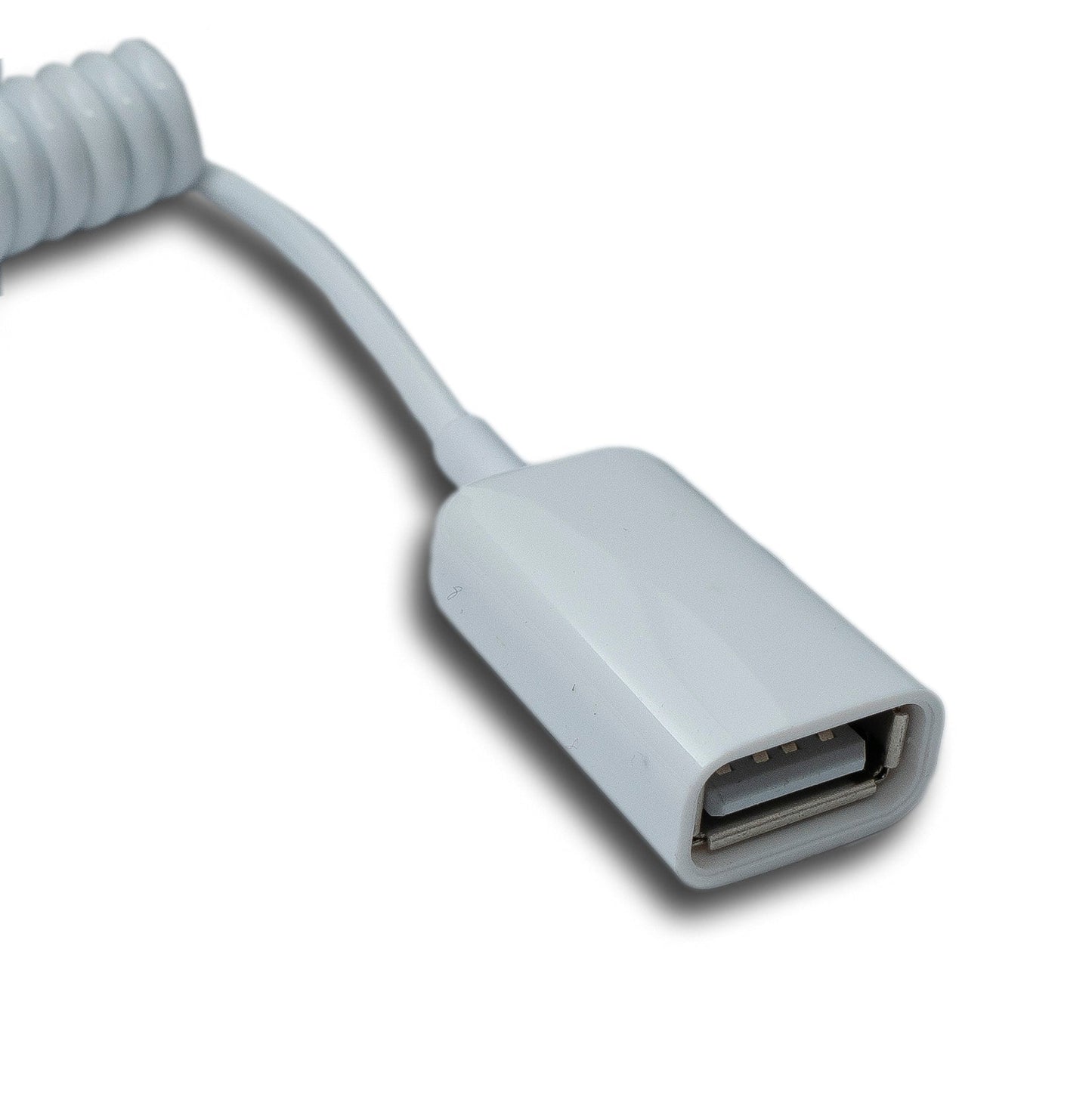 SYSTEM-S USB 2.0 snúra 90 cm Tegund A karlkyns í kvenkyns spíralframlengjanleg í hvítu