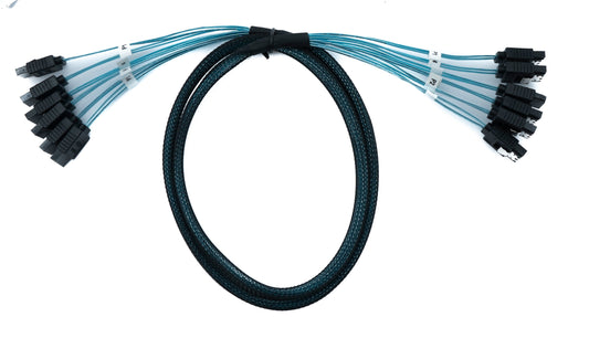 SYSTEM-S SFF-8087 kapall 100 cm 6x SATA 7 pinna karlkyns í 6x karlkyns fyrir RAID harða disk móðurborð
