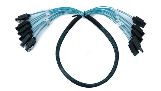 SYSTEM-S SFF-8087 Kabel 50 cm 6x SATA 7 Pin Stecker zu 6x Stecker für RAID Festplatte Motherboard