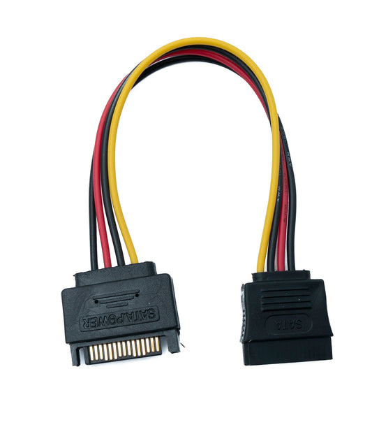 SYSTEM-S SATA cable 20 cm 15 pin male to female extension for SSD hard drive
