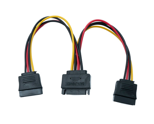 SYSTEM-SY SATA snúra 20 cm 15 pinna karlkyns í 2x kvenkyns skiptingartæki fyrir SSD harða diska