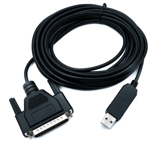 SYSTEM-S DB25 snúra 5 m RS232 IEEE 1248 karlkyns í USB 2.0 gerð A karlkyns