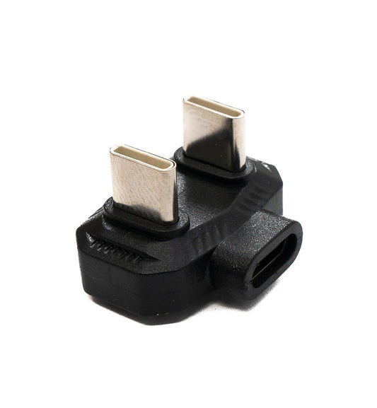 SYSTEM-S USB4 Y Adapter Type C Male to Male to Female U Turn 180° Angle 480Mbit/s USB 4.0