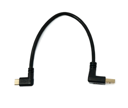 SYSTEM-S USB 3.1 cable 25 cm Type C male to 3.0 Type A male Down Angled