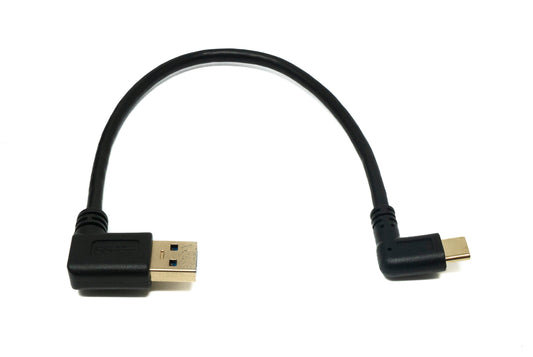 SYSTEM-S USB 3.1 snúra 25 cm Type C karlkyns í 3.0 Type A karlkyns vinstri hornkaðall