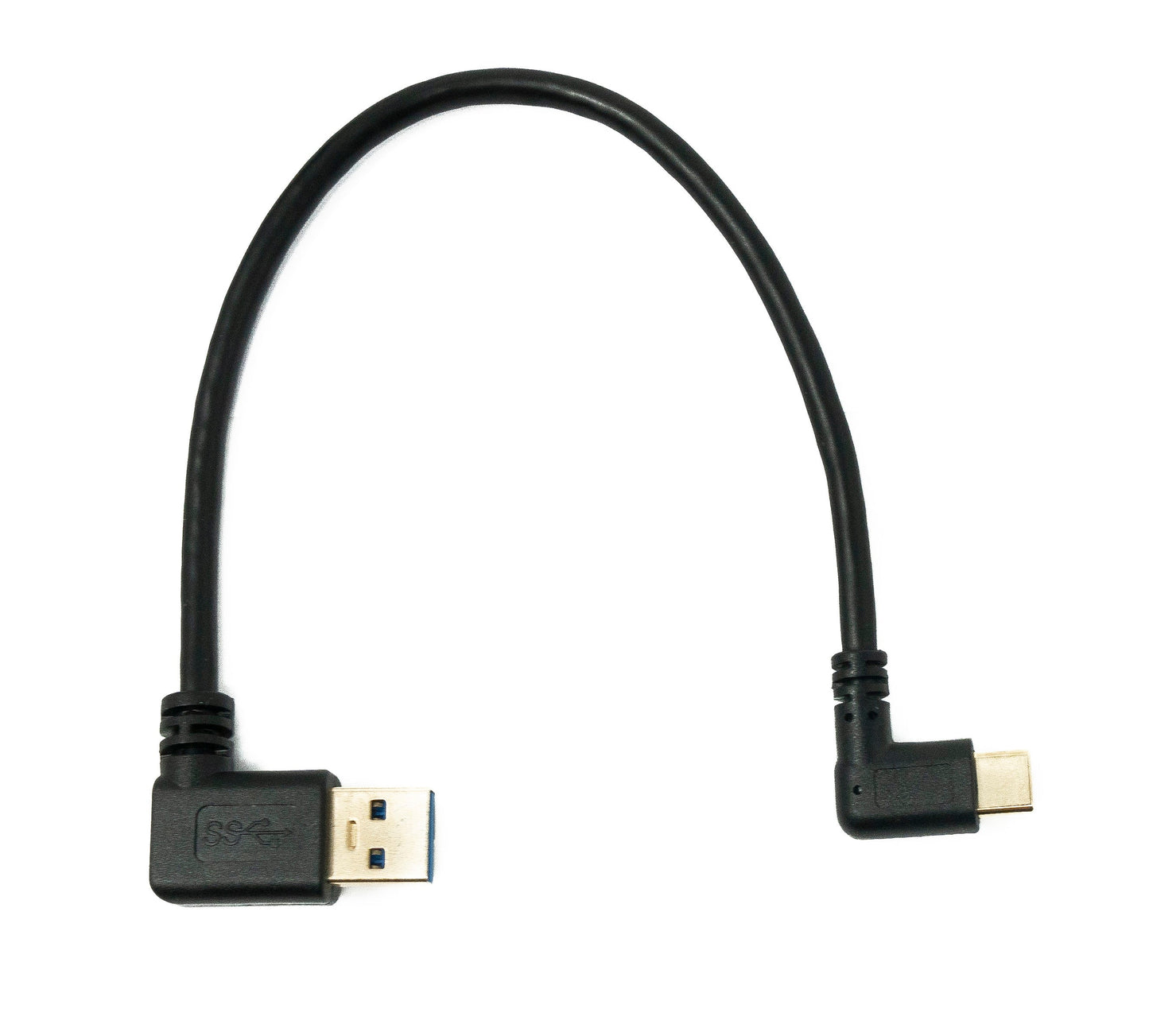 SYSTEM-S USB 3.1 snúra 25 cm Type C karlkyns í 3.0 Type A karlkyns vinstri hornkaðall