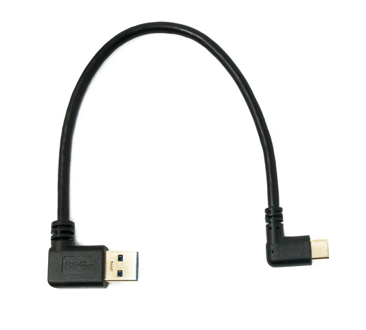 SYSTEM-S USB 3.1 snúra 25 cm Type C karlkyns í 3.0 Type A karlkyns vinstri hornkaðall