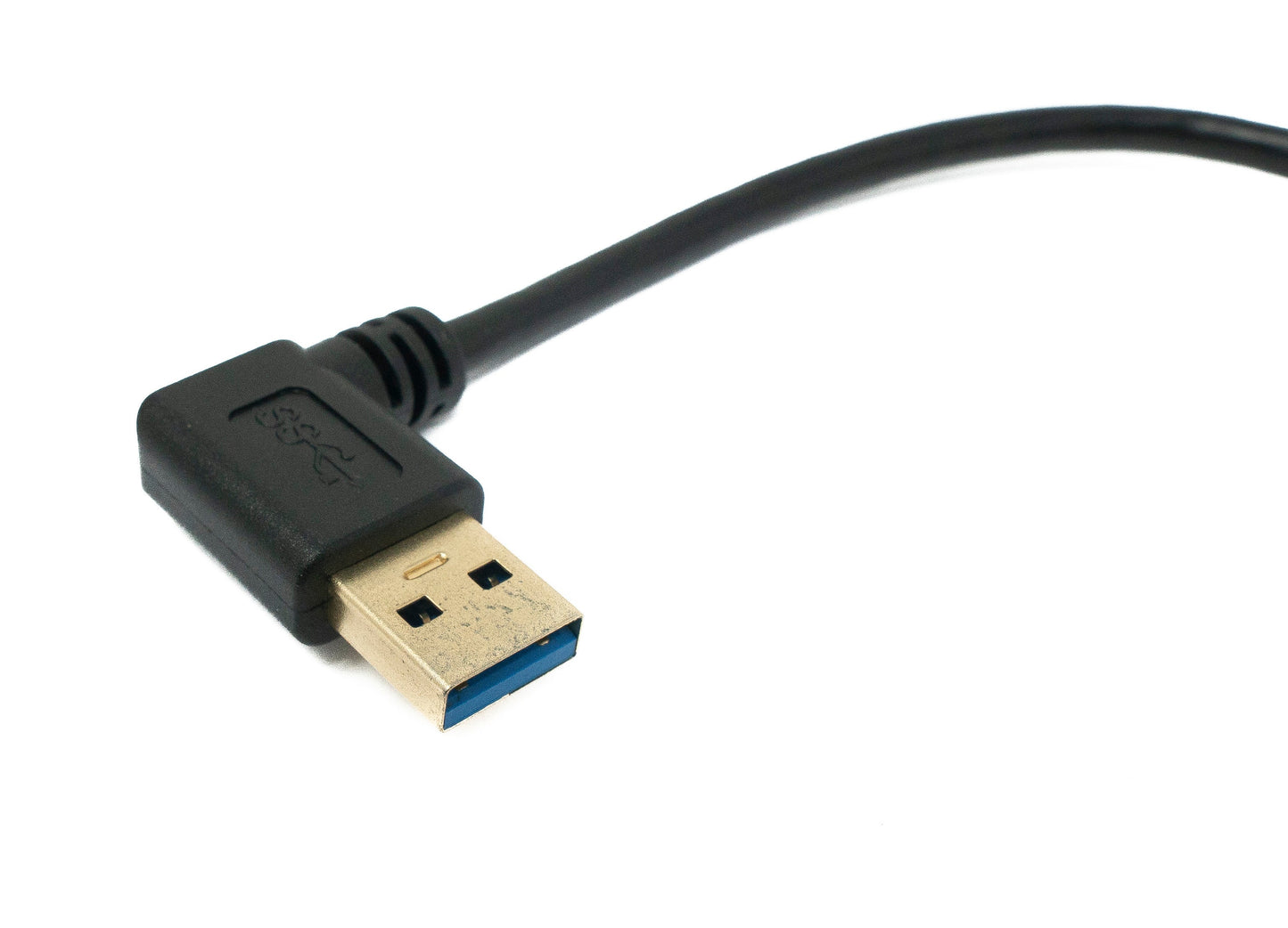 SYSTEM-S USB 3.1 snúra 25 cm Type C karlkyns í 3.0 Type A karlkyns vinstri hornkaðall