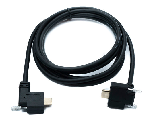 SYSTEM-S USB 3.1 Gen 2 snúra 200 cm Tegund C karlkyns í karlkyns einfaldur tvöfaldur skrúfusnúningur 2x hornréttur upp niður 10 Gbit/s