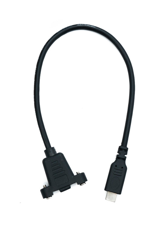 SYSTEM-S USB 3.1 snúra 30 cm Tegund C karlkyns í 2.0 Mini B kvenkyns 5 pinna spjaldsfesting 28 mm