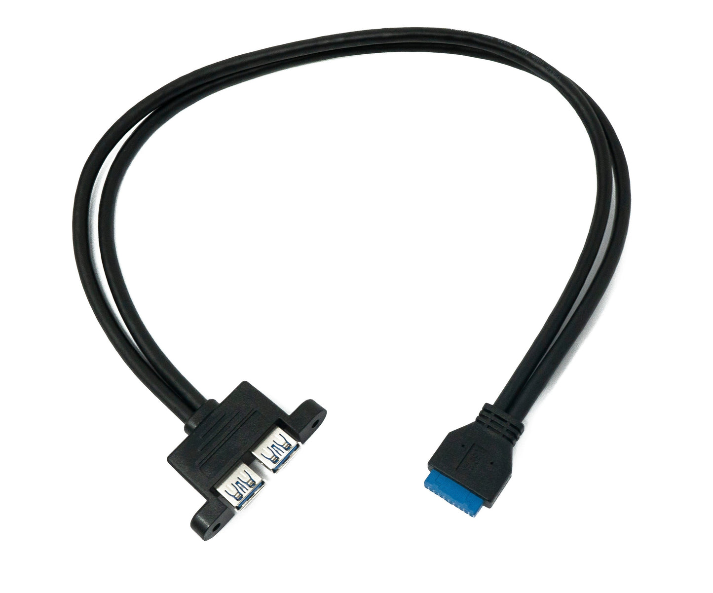 SYSTEM-S USB 3.0 Kabel 50 cm 20 Pin zu 2x Typ A Buchse Panel Mount 5 Gbit/s 100W