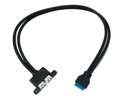SYSTEM-S USB 3.0 cable 50 cm 20 pin to 2x Type A female panel mount 5 Gbit/s 100W