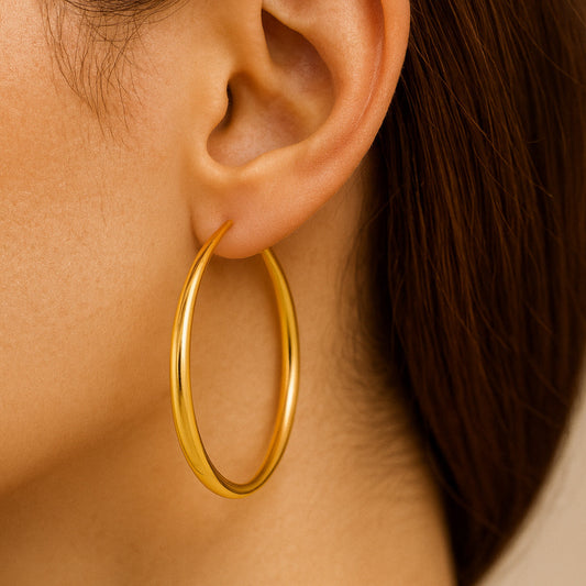 Ohrringe aus 925er Sterling-Silber, vergoldete Creolen, verschiedene Größen